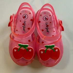 Cat & Jack Pink Jelly Sandals with Cherry Accent